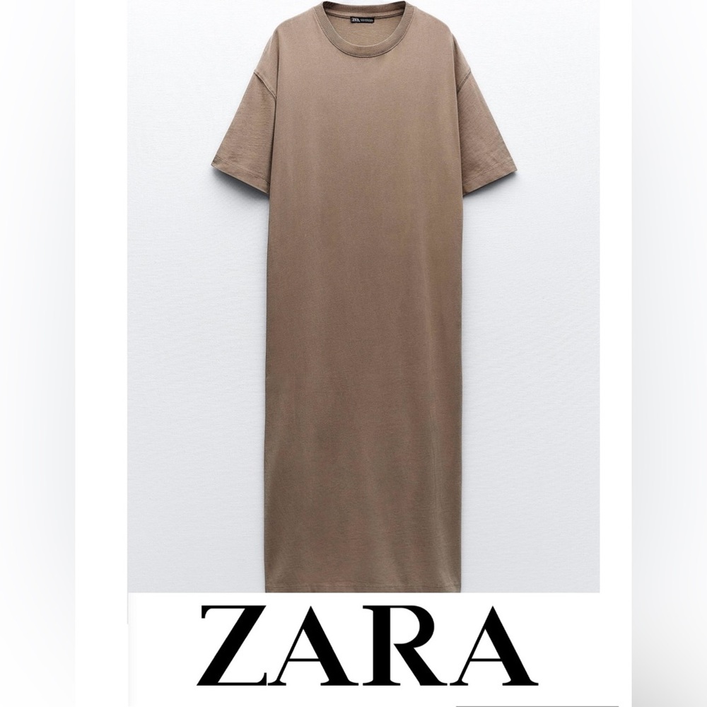 Zara Cotton Midi Tee Shirt Dress Large